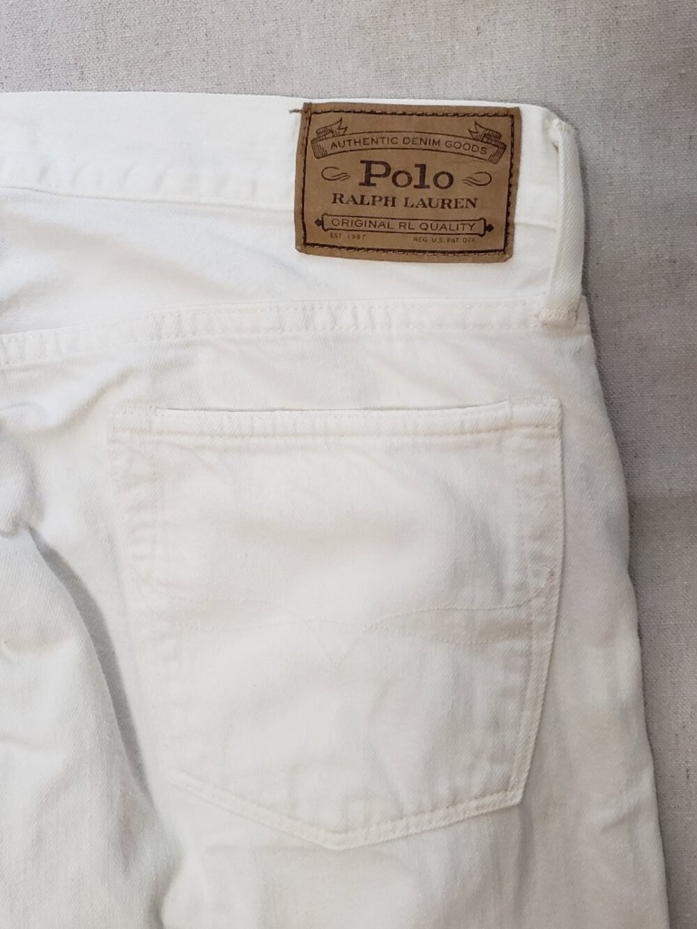 Polo Ralph Lauren Jeans Mens 32x34 White Sullivan Slim Distressed Ripped Denim - Picture 12 of 13